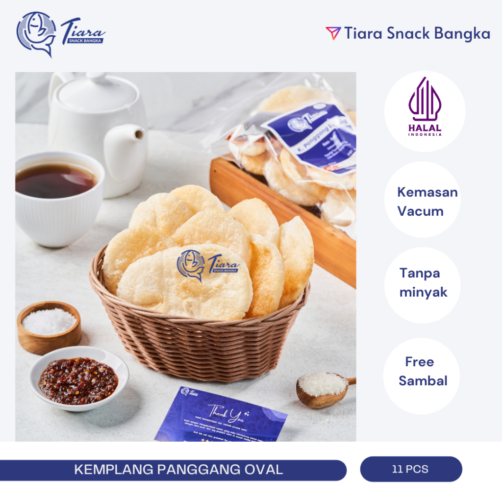 

Kemplang Kerupuk Panggang/Bakar Ikan Tenggiri Asli Bangka Tiara Snack Bangka