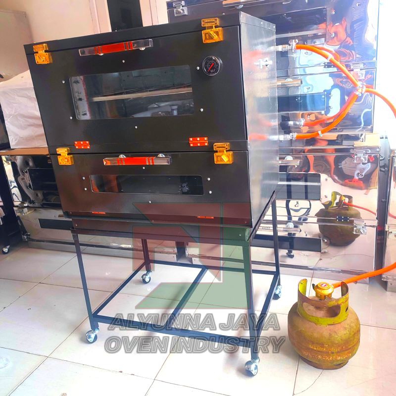 Oven Gas Dof Colorbond Hitam 75x55x70 cm Api Atas Bawah Full Set Oven Roti Kue Oven Gas Dof 75x55x70