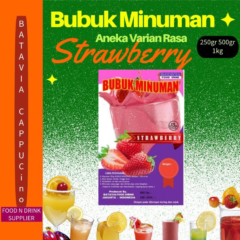 

Grosir Bubuk Minuman Strawberry 250gr 500gr 1kg Bubuk Minuman Instan Strawberry