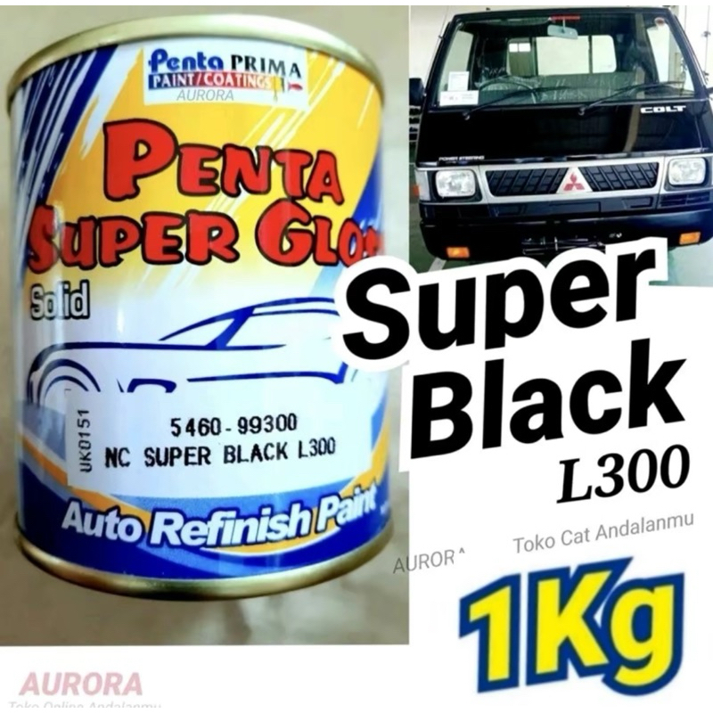 Cat penta super gloss 5460-99300 NC SUPER BLACK L300 1Kg Hitam pekat solid mengkilap glossy mobil L3