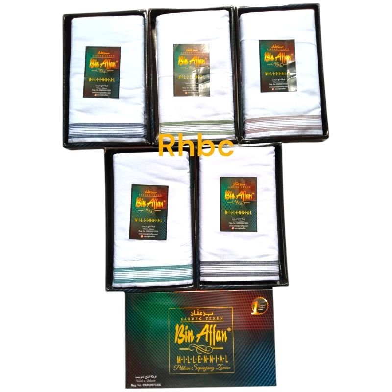 Sarung Tenun BIN AFFAN POLOS PUTIH / Sarung Pria Dewasa Siap Pakai Harga Grosir Ternurah