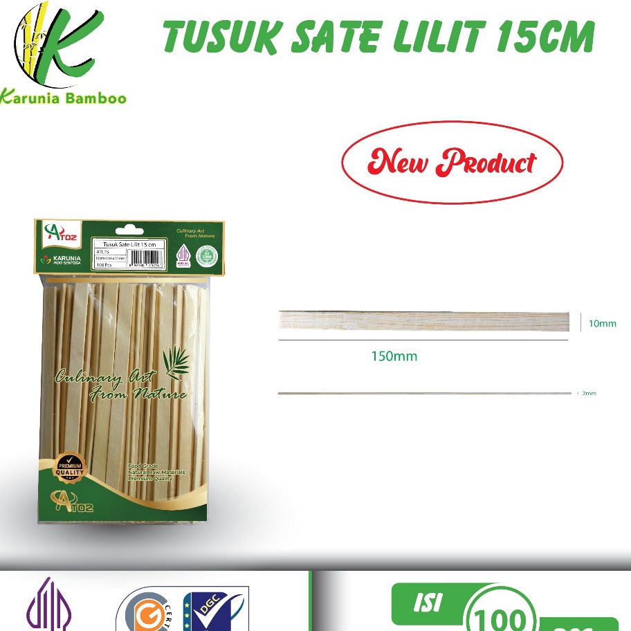 KI3 tusuk sate lilit isi 1pcs tusuk sate bambu  tusuk sate bali tusuk sate gepeng tusuk sate pipih