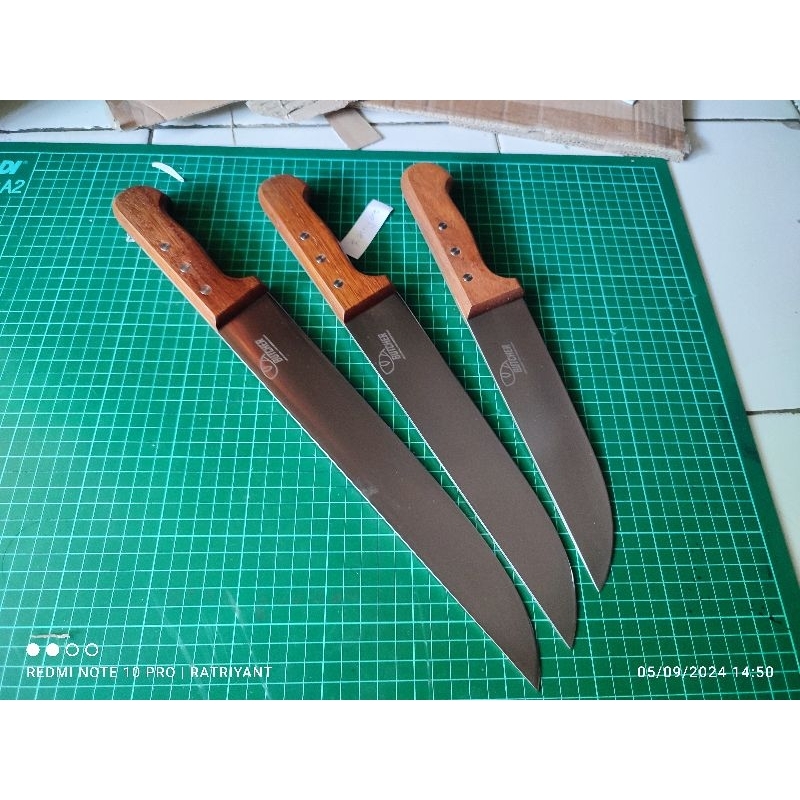 Pisau Butcher Sembelih Sapi Kambing Profesional bilah Tebel Wood handle ala Victorinox Rosewood