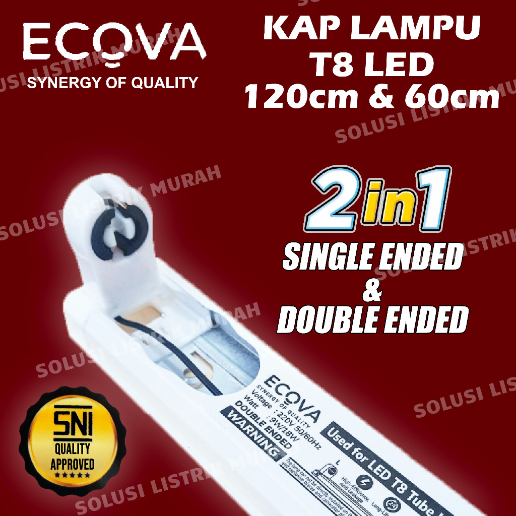 ECOVA Kap Lampu TL T8 Kap Lampu T8 60CM 120 CM Housing Tube Rumah TL 120CM 60 CM