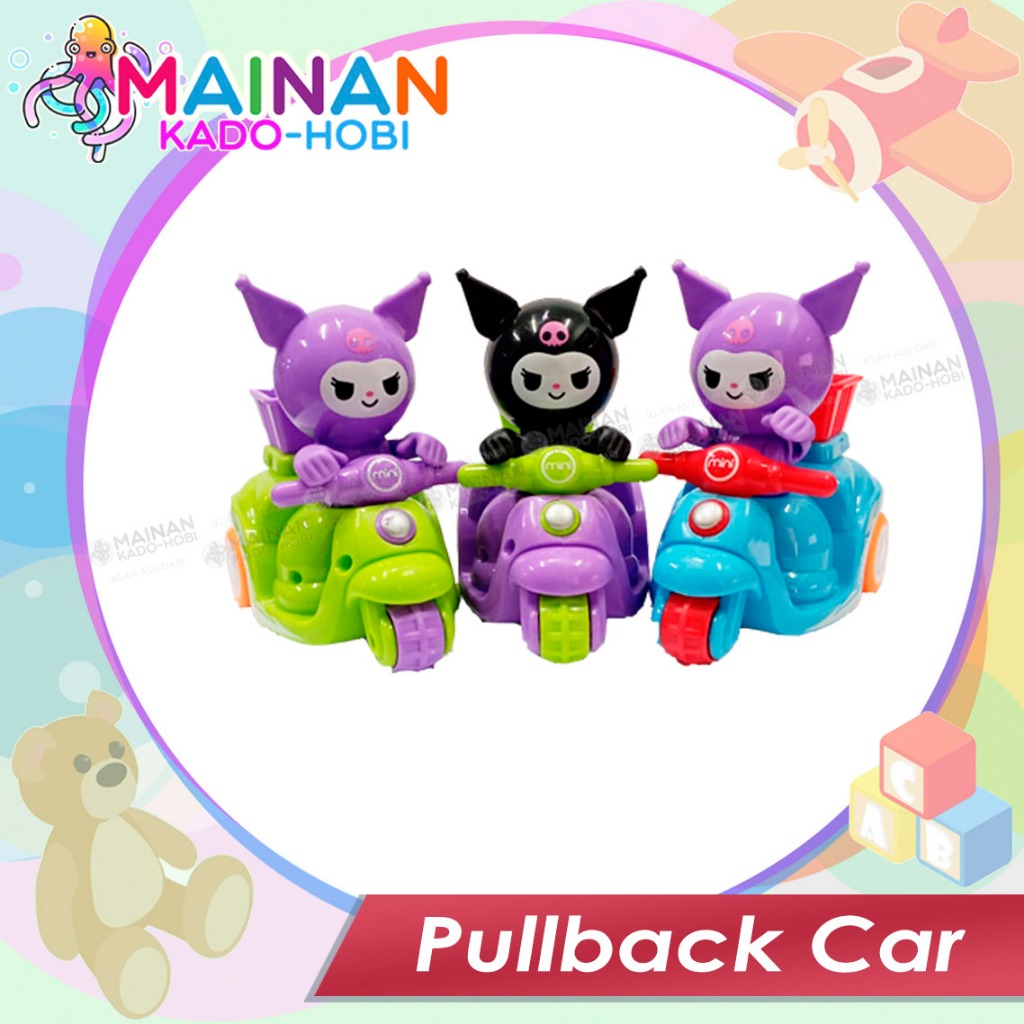 KADO MAINAN SENSORIK ANAK PULLBACK CAR MOTOR KECIL FRICTION MOTORCYCLE MINI KUROMI SANRIO