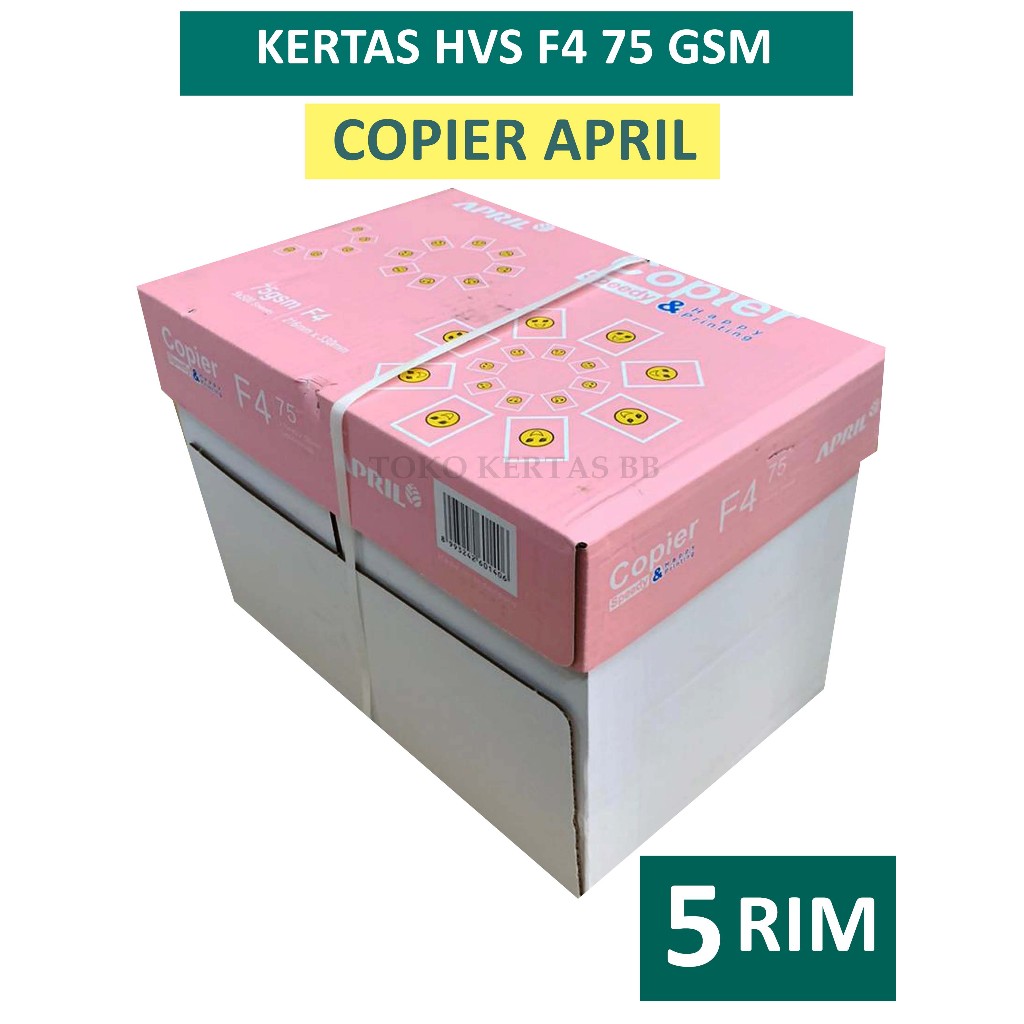 

Kertas HVS Copier April 75 Gsm Ukuran F4 , 1 BOX / 5 RIM