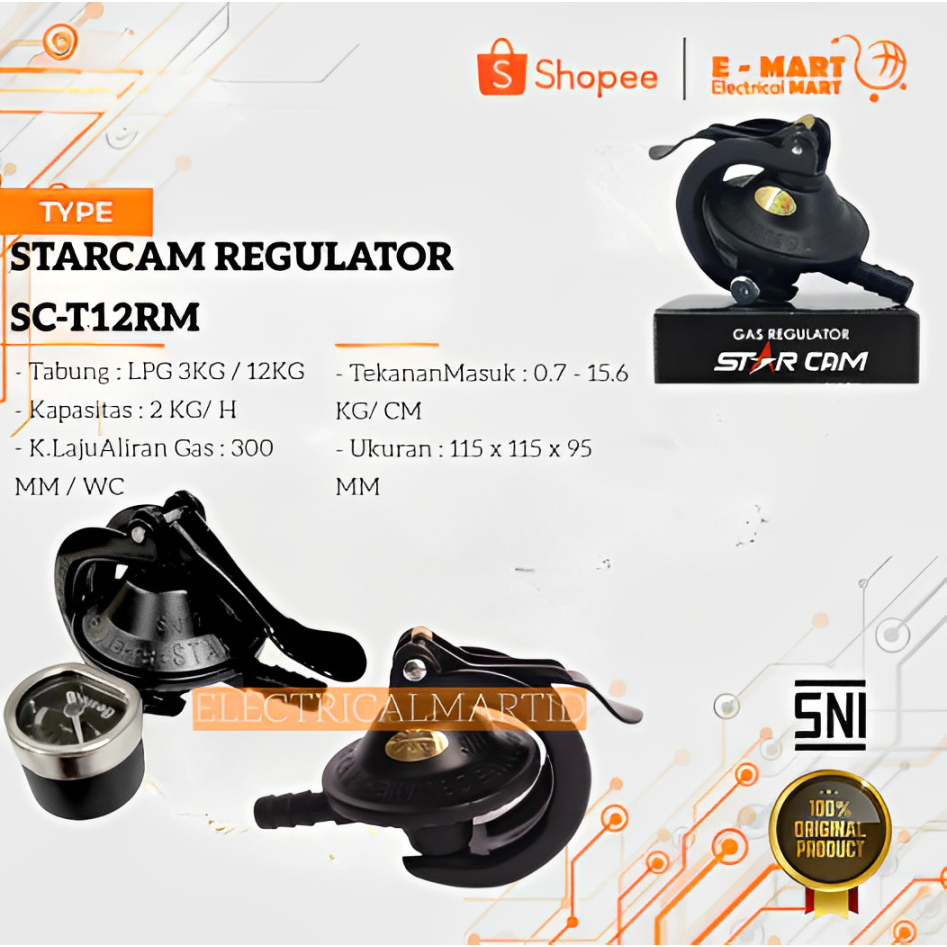 NEW GAS REGULATOR + METER STARCAM REGULATOR GAS LPG MERK STARCAM