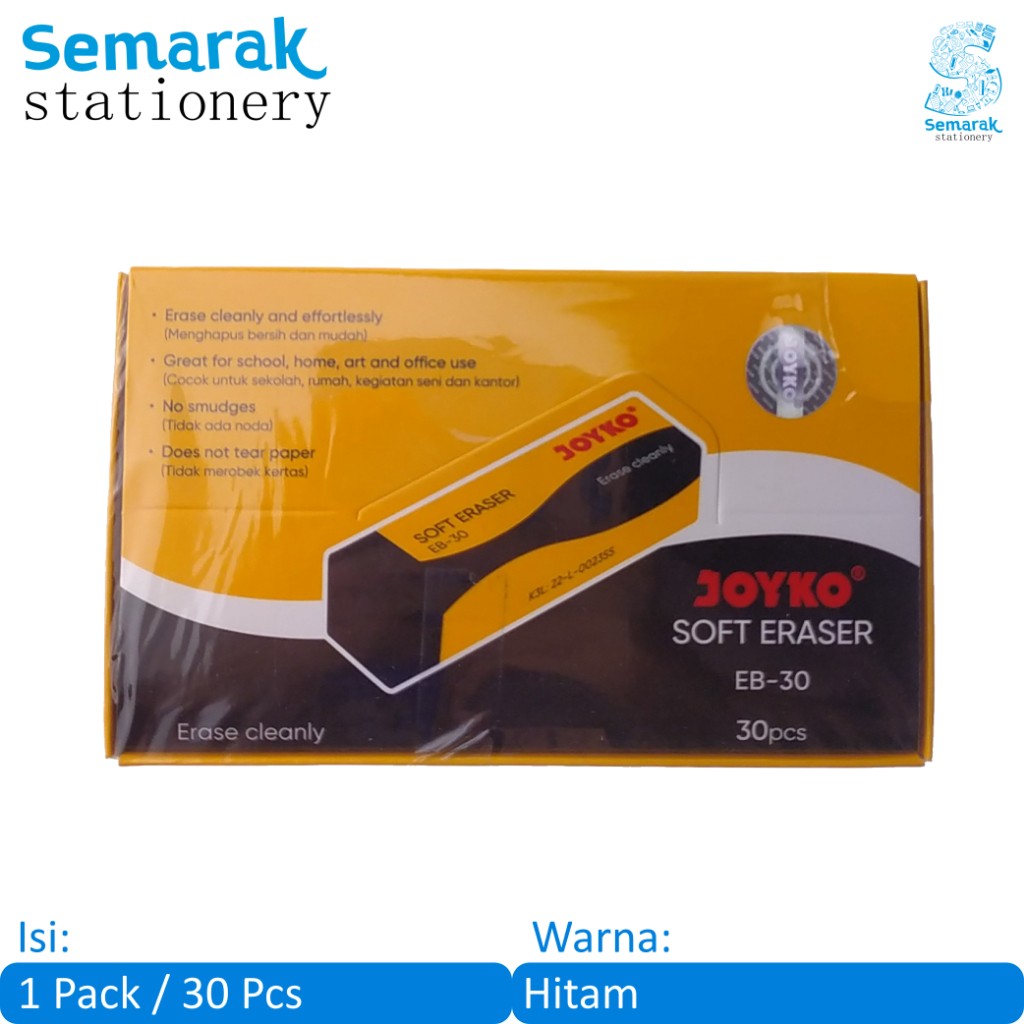 

Joyko Eraser EB-30 Penghapus Pensil - Hitam [1 Pack / 30 Pcs]