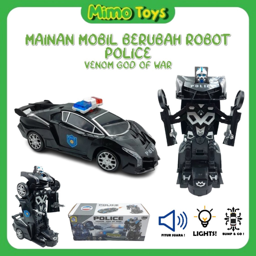 MAINAN ANAK MAINAN MOBIL MOBILAN MAINAN MOBIL BERUBAH JADI ROBOT MAINAN MOBIL POLISI HITAM BERUBAH R