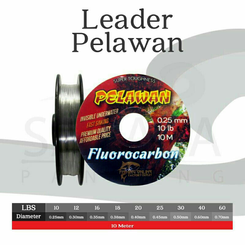 Senar/Leader Pelawan 100% Fluorocarbon 30lbs, 35lbs 10M