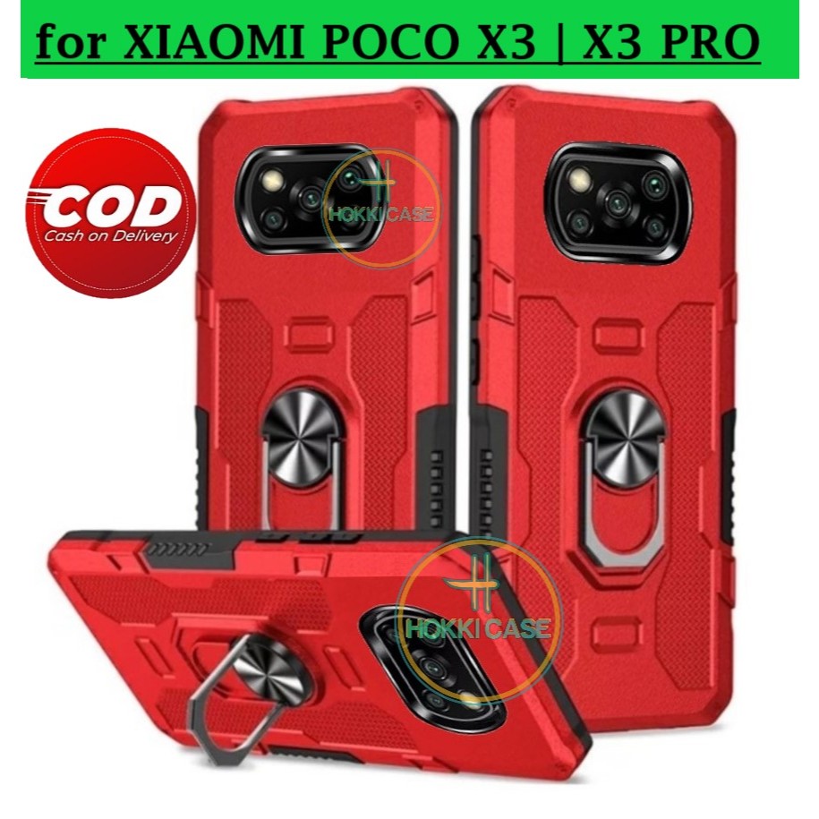 Casing Poco X3(Nfc) | Poco X3 Pro Hard Case Ring Armor Robot Case Kickstand Hybrid/Ring Holder