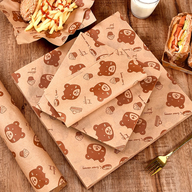 Wax paper Baking Paper Motif BEAR CAKE Kertas Alas Bento Sandwich Burger
