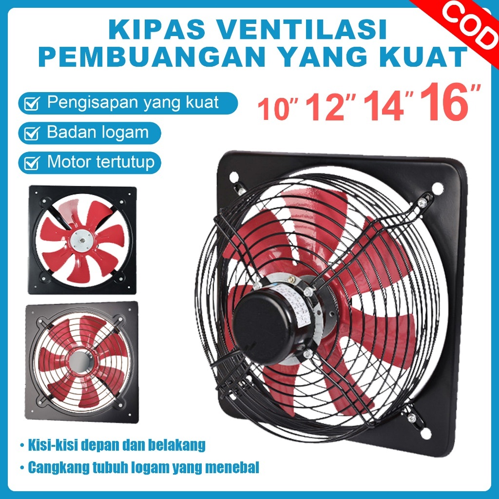 Kipas Dapur 10/12/14/16 Inch Exhaust Fan Dinding / Kipas Exhaust Ventilasi Dinding / Wall Duct Fan /