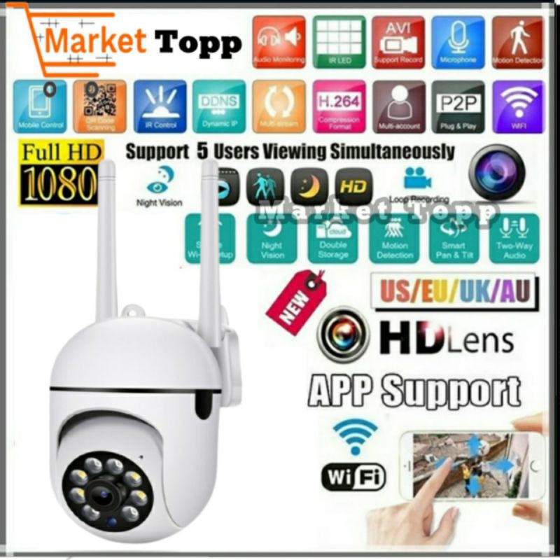 IP Camera CCTV Outdoor V380 2 Antena 8MP Colorvu Wifi