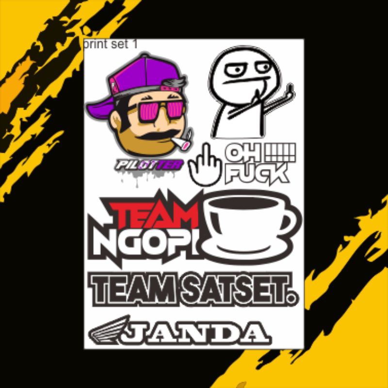 

sticker aestetik. sticker hologram. pilotter. sticker pilotter. stickermiddle finger. team ngopi team satset