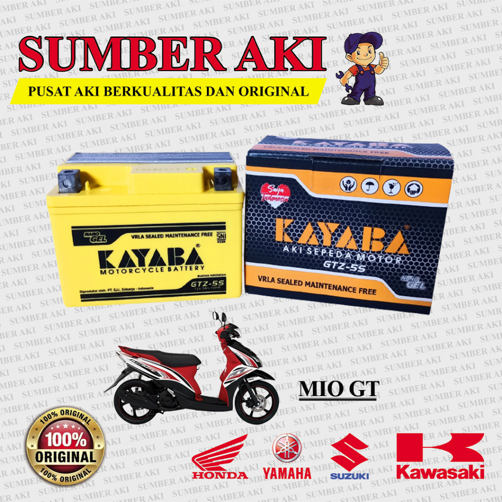 Aki Motor MIO GT KAYABA GTZ5S Aki Kering