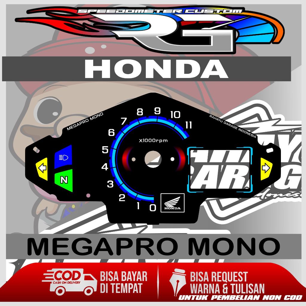 PAPAN SPEEDOMETER CUSTOM HONDA MEGAPRO MONO