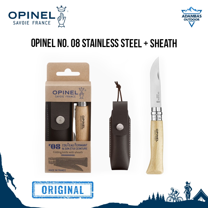 Opinel No. 08 Stainless Steel + Sheath - Pisau Lipat Outdoor