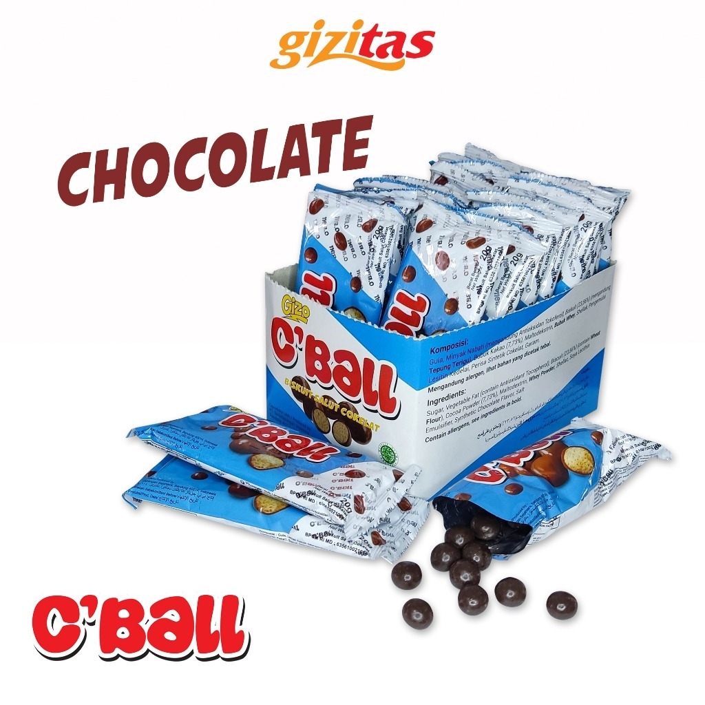 

Gizo C'Ball Biskuit Salut Cokelat / Cokelat Bola 1 Box isi 20pcs @20gram Biskuit coklat / biskuit bola coklat