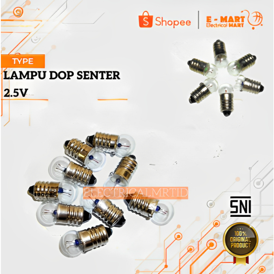 LAMPU Bohlam  DOP SENTER Drat DC Bulb Kecil Praktek Sekolah