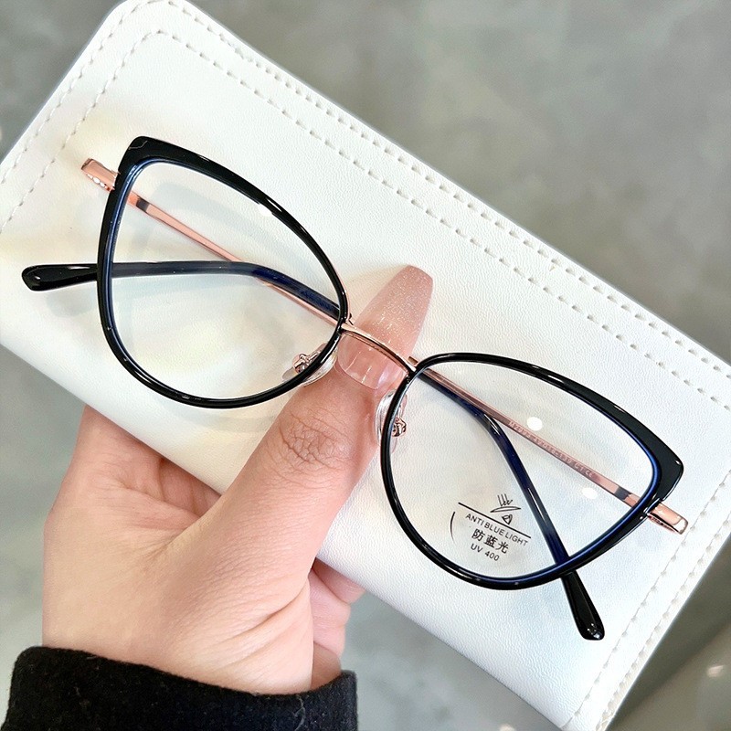 Kacamata Photocromic Anti Radiasi Cat Eye Bingkai Kacamata Wanita Anti Uv Fotocromic