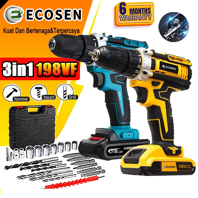 ECOSEN MESIN BOR BATERAI BOR CAS BOR LISTRIK BOR BATRE BOR CORDLESS DRILL BATTERY ELECTRIC DRILL