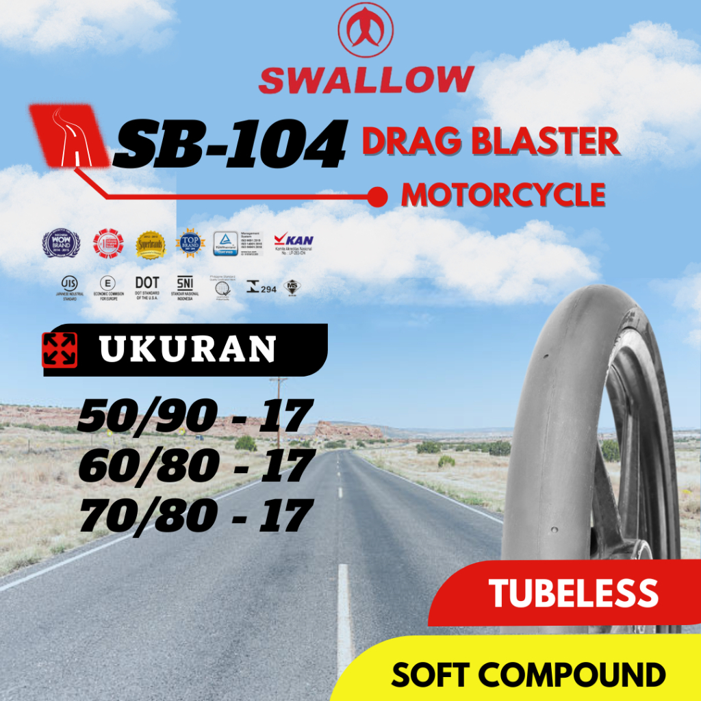 BAN MOTOR SWALLOW SB-104 DRAG BLASTER 50/90 60/80 70/80 RING 17 TUBELESS
