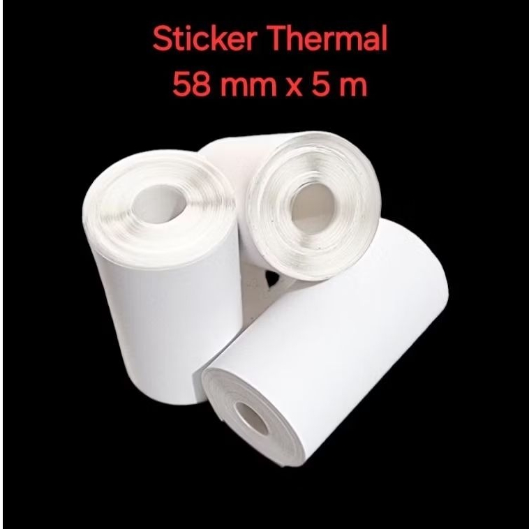 

Label sticker thermal 58 mm x 5 meter continous + gap samping mudah kupas