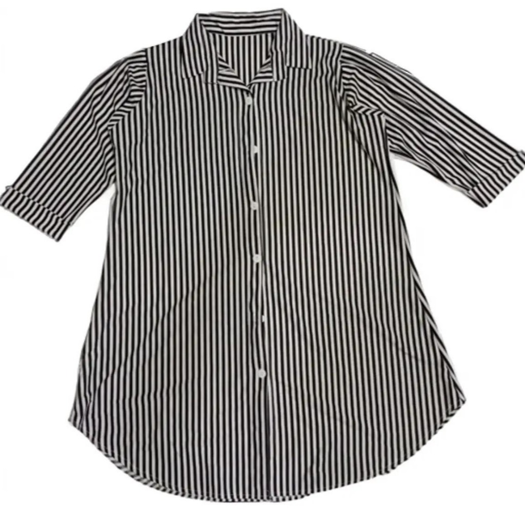 Tunik Salur Hitam Putih Dewasa 137 Tunik Atasan ANESAFASHION