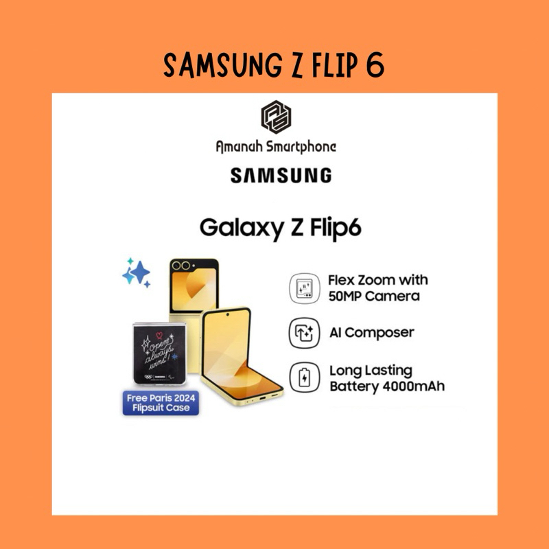 Samsung Galaxy Z Flip6 12/256GB || 12/512GB - , Smartphone AI, Smartphone Lipat, Android, Kamera 50M