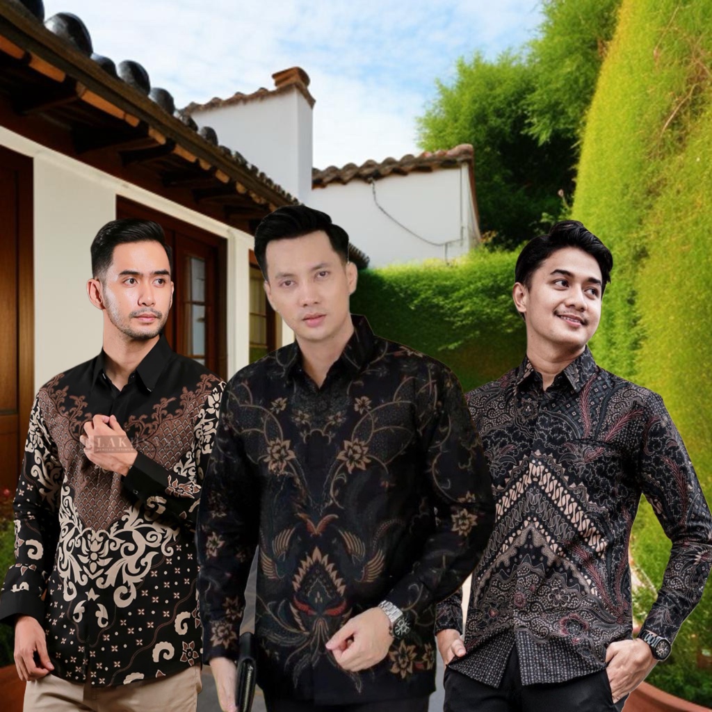 Kemeja Batik Pria Modern Lengan Panjang Casual Modis Slim Fit Trendy Masa Kini OL 162