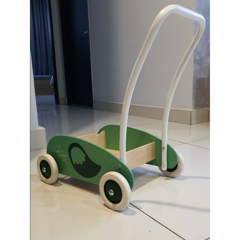 Baby Walker Bayi Kereta Dorong Bahan Kayu Penyimpanan Mainan Kereta Belajar Jalan Bayi