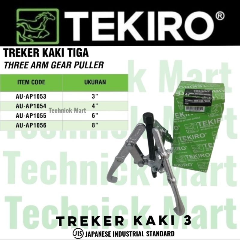 NEW TEKIRO three arm gear puller treker 3 kaki ukuran 3 4 6 8 inchi penarik bearing / laker /