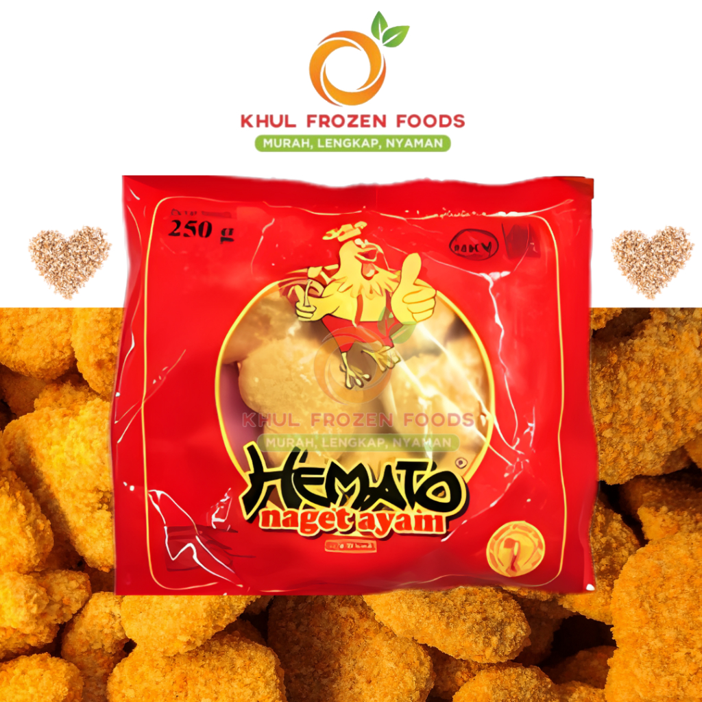 

Hemato nugget hati 250gr/ Hemato/ Nugget Ayam/ Nugget Hati/ Nugget Frozen/ Nugget Beku