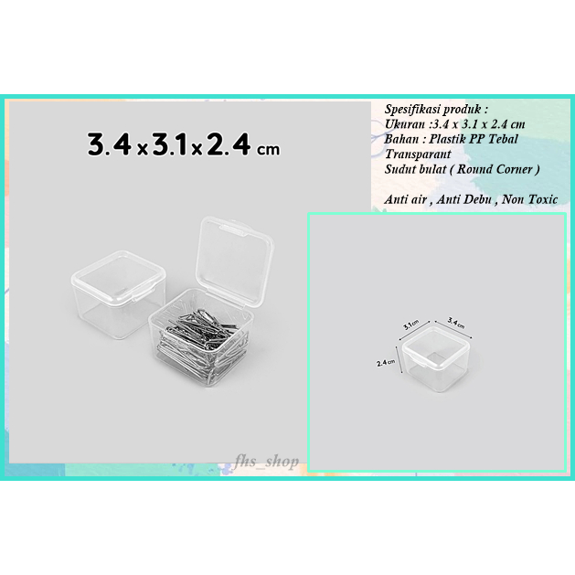 

Kotak Transparan Tempat Penyimpanan Kotak Serbaguna Tempat Transparan Kotak Plastik 3.4 x3.1 x2.4 cm