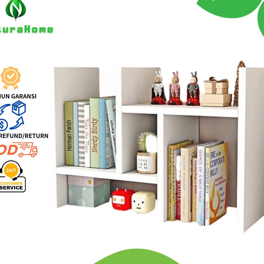 KP8 NaturaHome  Rak Meja Geser Unik Modern Mmalis Serbaguna Untuk Buku Novel Pajangan Hiasan Dekoras