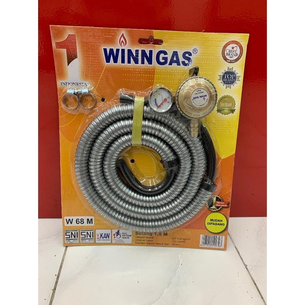 Winn Gas Selang Set Regulator W 68 Meter Winn Gas Selang Regulator 1.8 meter Selang+Regulator Winn G