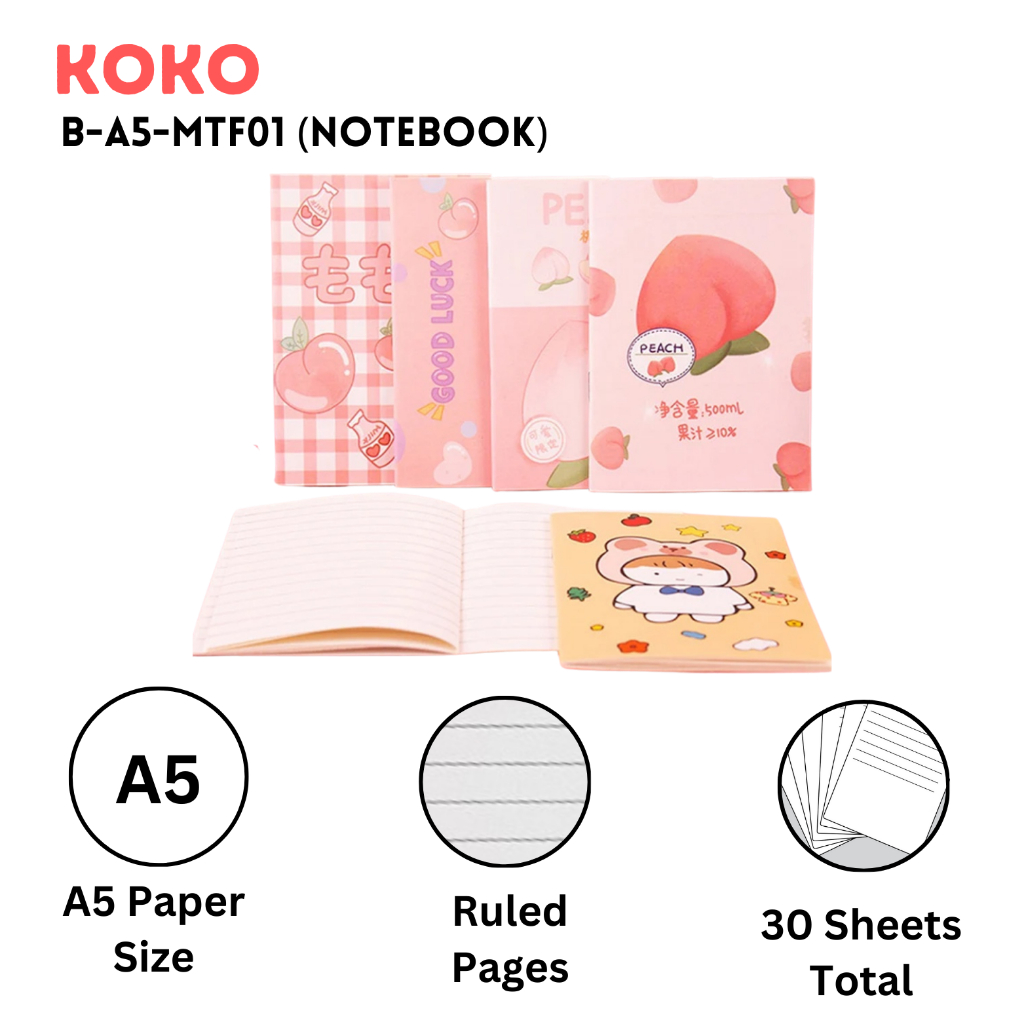

❤️H2O❤️ Notebook Buku Tulis A5 Koko isi 30 lembar B-A5-MTF01 Pinky