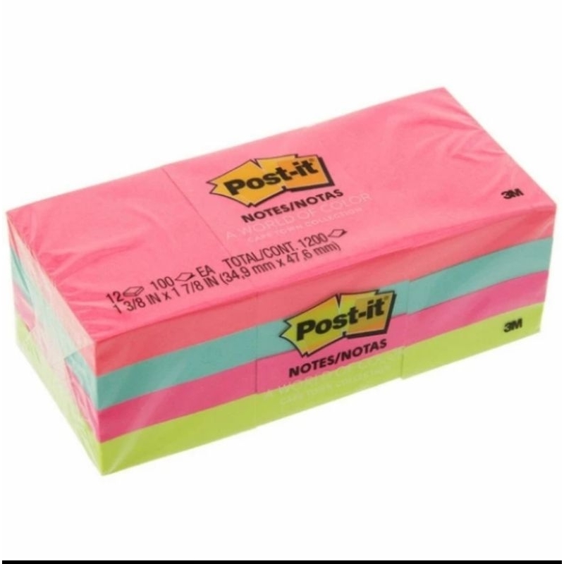 

Sticky Note Post It 3m 653 AN Neon Warna Warni 12 pad (1200 lembar)