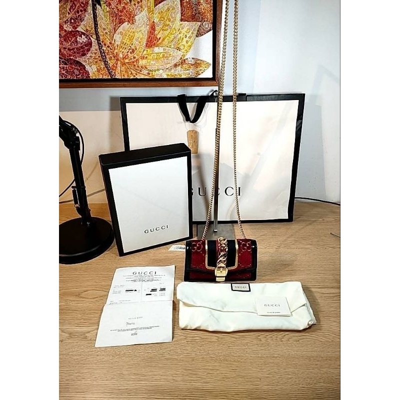 preloved Gucci sylvie GG velvet sling bag