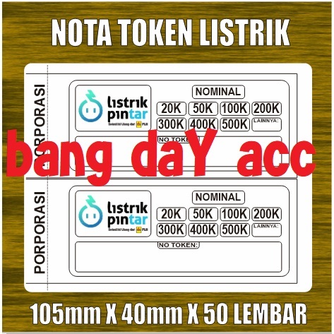 

NOTA TOKEN LISTRIK 50 lembar