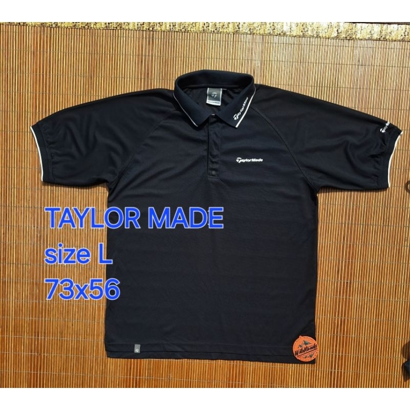 Baju Kaos Krah TAYLORMADE Polo Shirt Hitam Pekat Pria