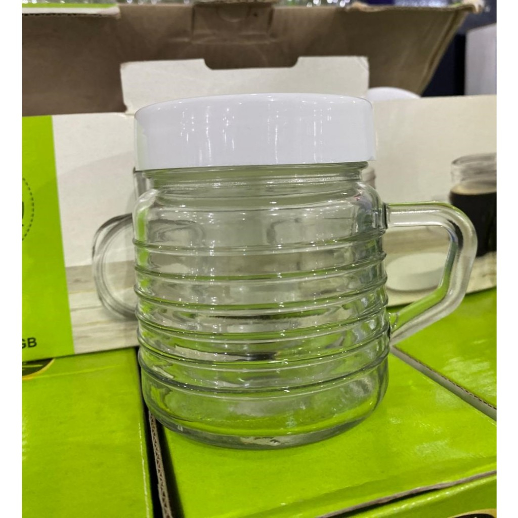 Gelas Jar Kaca Tutup Platsik/ Gelas Mug 250 ml