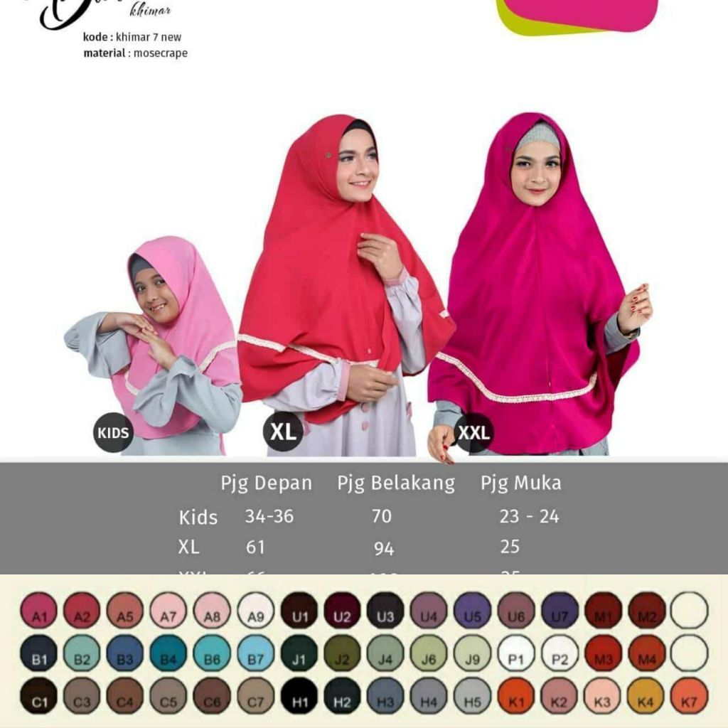READY HIJAB ANAK  PASMIRA KHIMAR 7 KIDS TERMURAH BAIK