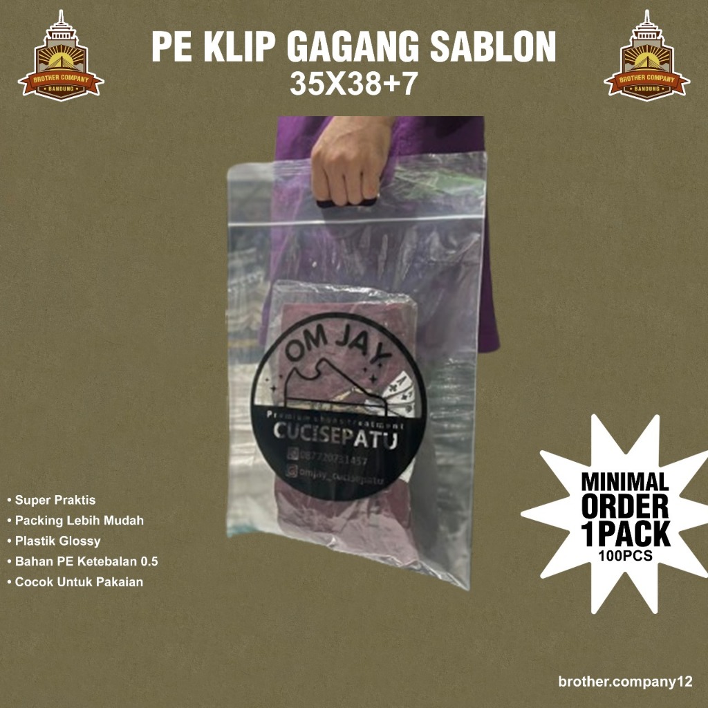Plastik Pe Klip Gagang sablon UK.35x38+7 {min order 100 pcs}Plastik packing,sepatu,HD Packing,Plasti