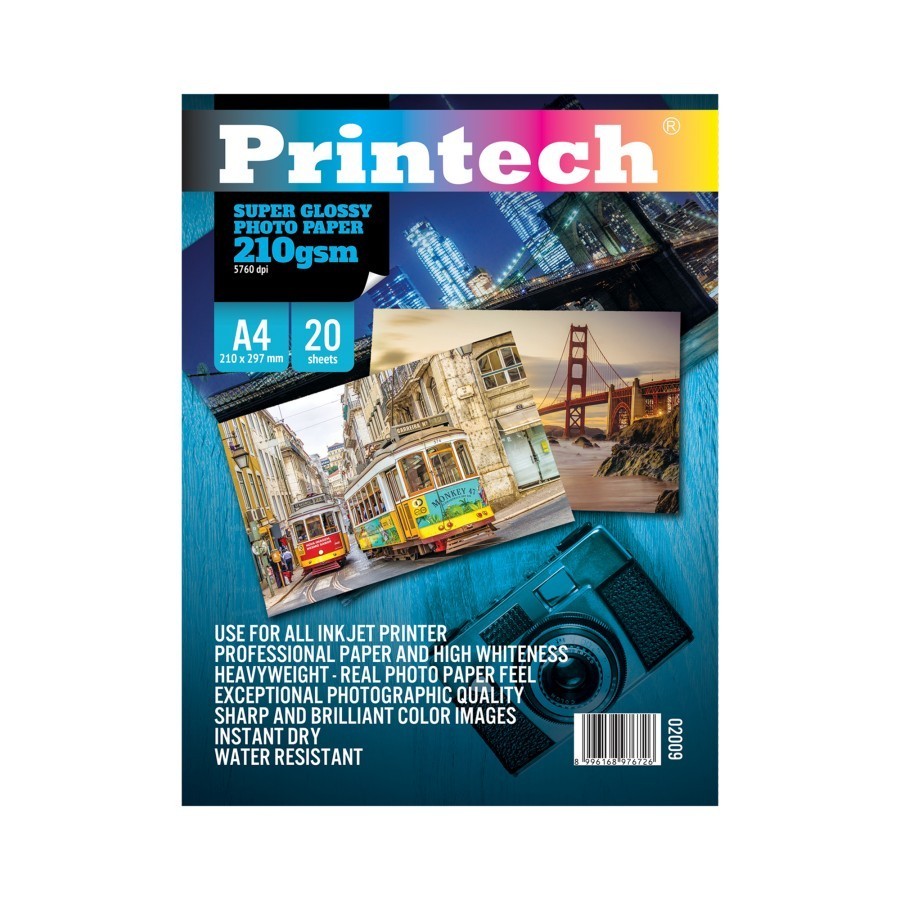 

Printech Kertas Foto / Super Glossy Photo Paper 210GSM A4 Isi 20 Lembar