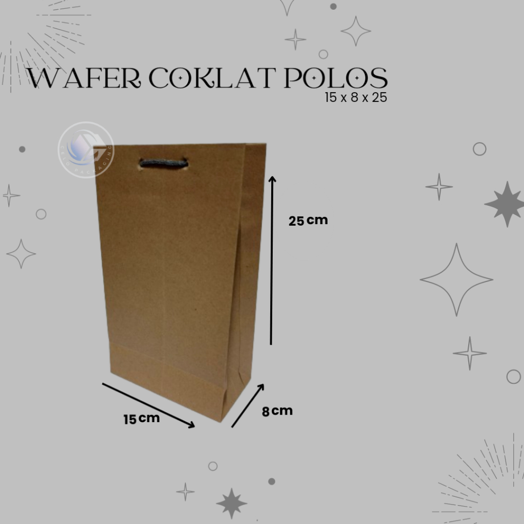 

PAPERBAG WAFER COKLAT POLOS (size 15x8x25) PAPERBAG HAJATAN PAPERBAG SOVENIR