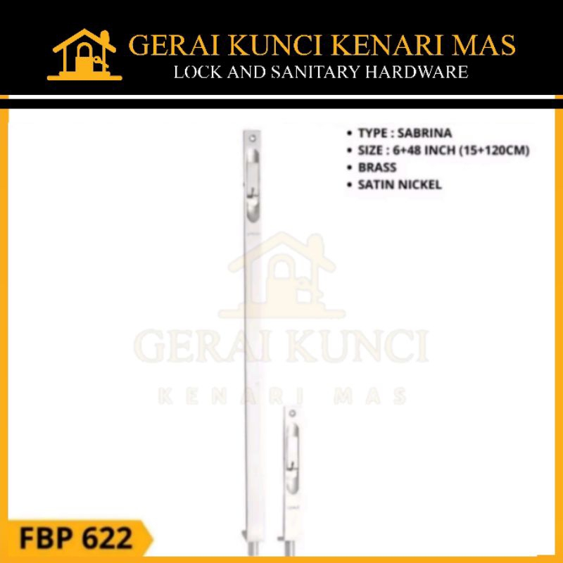 PALOMA Grendel Tanam Slot Pintu Flush Bolt Set Atas Bawah 6 Inch + 48 Inch FBP 622