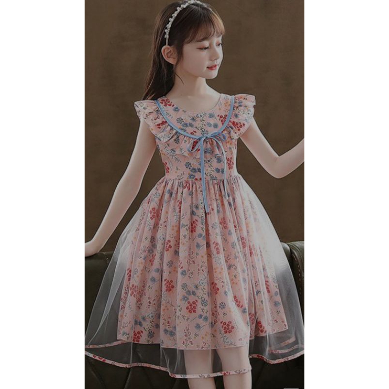 Dress Premium Motif Bunga Anak Perempuan/ dress bunga