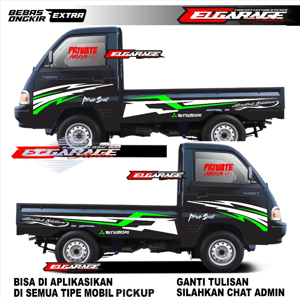 Stiker mobil pickup t120ss sticker list body samping mobil pickup t120ss L300 carry granmax stiker m